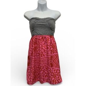 Roxy Strapless Pink & Grey Short Dress Size US M
